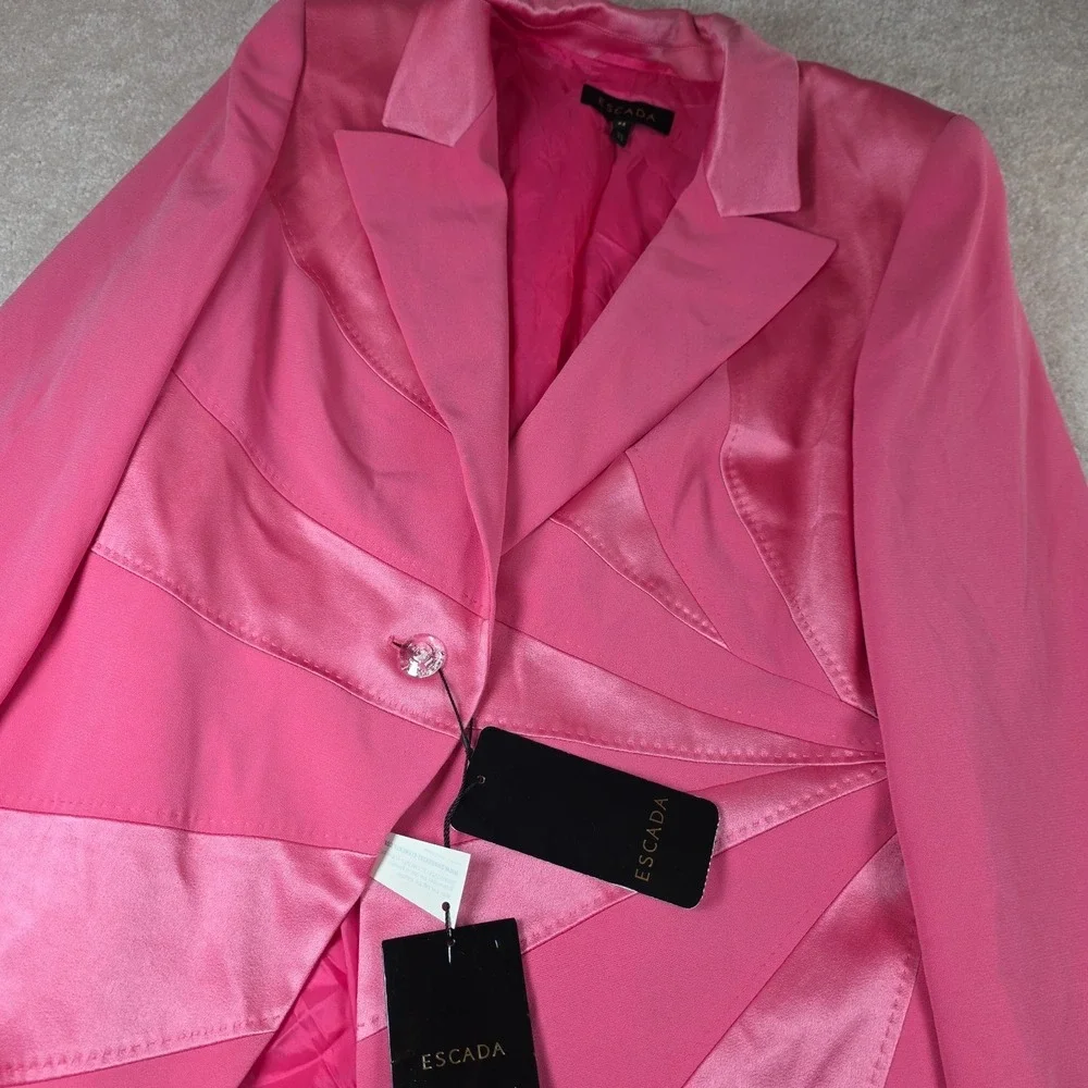 Escada Bergrid Blazer Womens US 12 EU 44 Pink Swarovski Crystal Button NWT - Picture 1 of 13